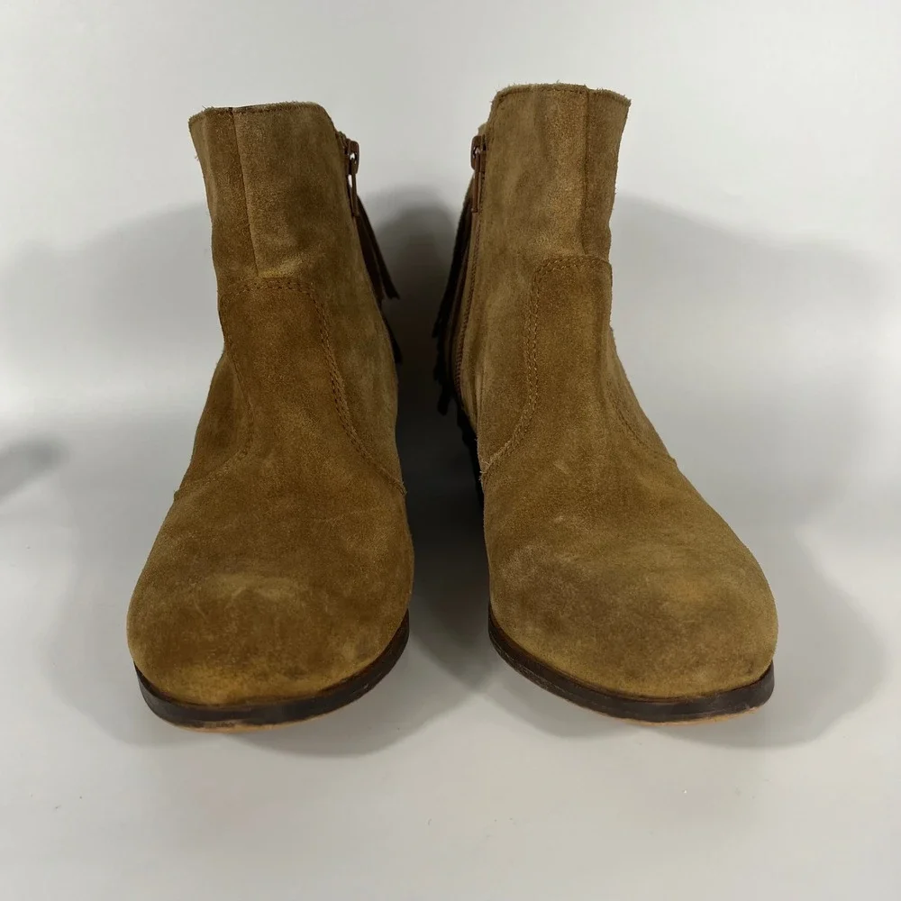 Coconuts‎ By Matisse Boots Women 7.5M Tan Suede Fringe Ankle Bootie Western Boho
